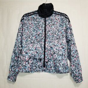 Adidas trefoil floral track jacket multi size XS full zip satin-silky fabric